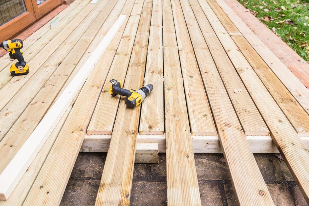 Detailed view of custom deck features