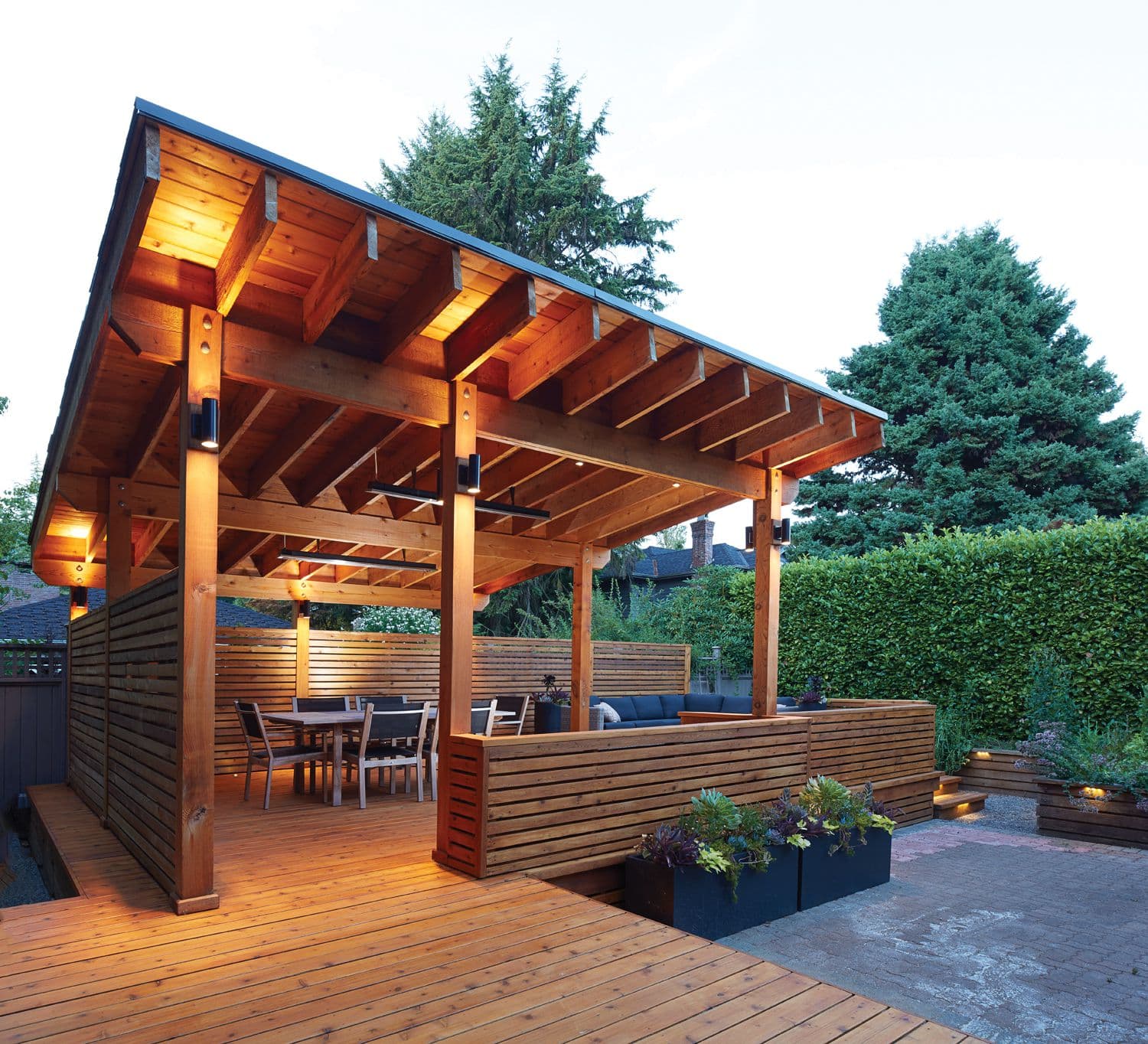 Custom built deck with modern design features