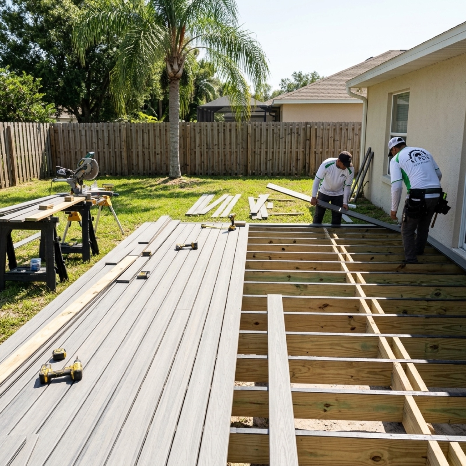 Multi-level deck under construction at a St. Petersburg FL home