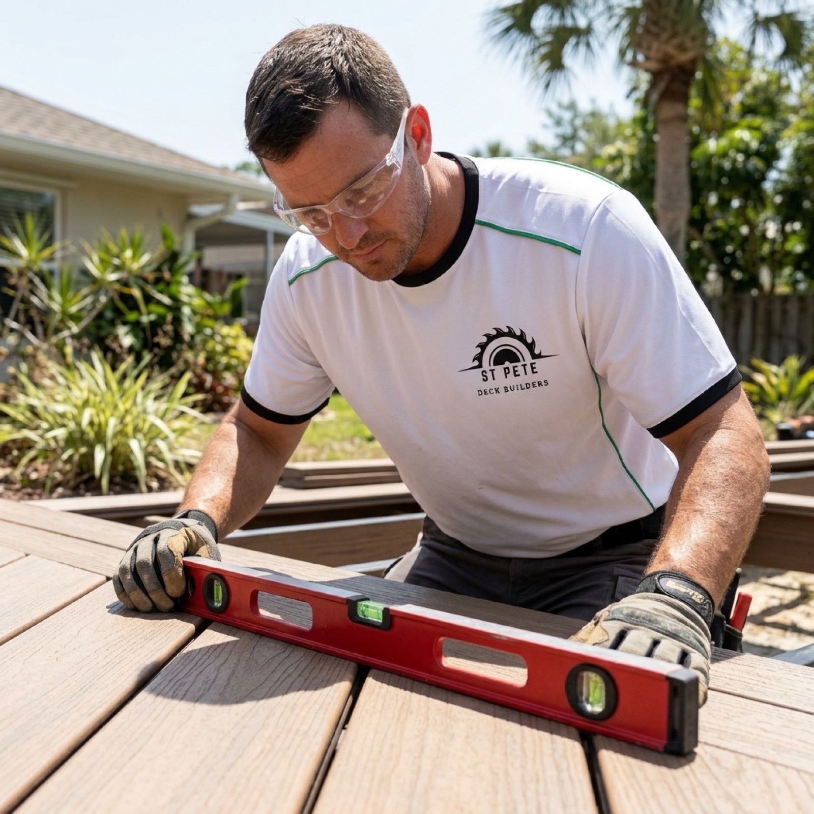 St Pete Deck Builders inspecting a deck for storm and salt-air damage